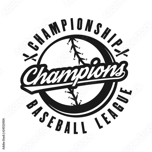 Baseball champions vector monochrome retro emblem