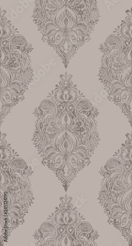 Rococo pattern texture Vector. Floral ornament decoration. Royal ements. Victorian engraved retro design. Vintage fabric decor. pastel colors