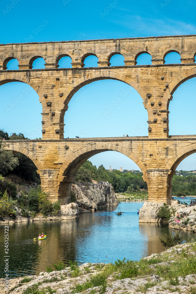 The Pont du Gard, ancient Roman aqueduct bridge 