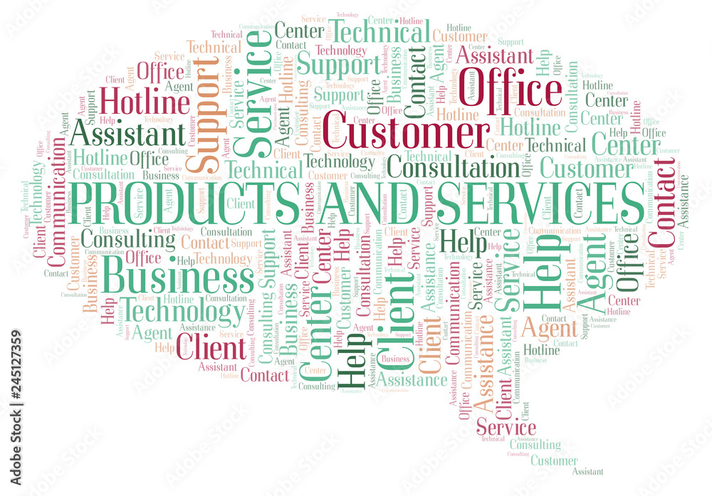 Products And Services word cloud.