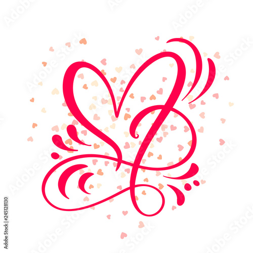 Heart love sign Vector illustration. Romantic symbol linked  join  passion and wedding. Design flat element of valentine day. Template for t-shirt  card  poster