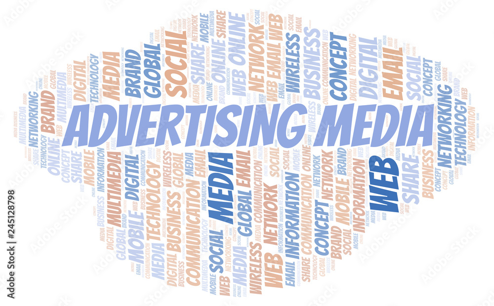 Obraz premium Advertising Media word cloud.
