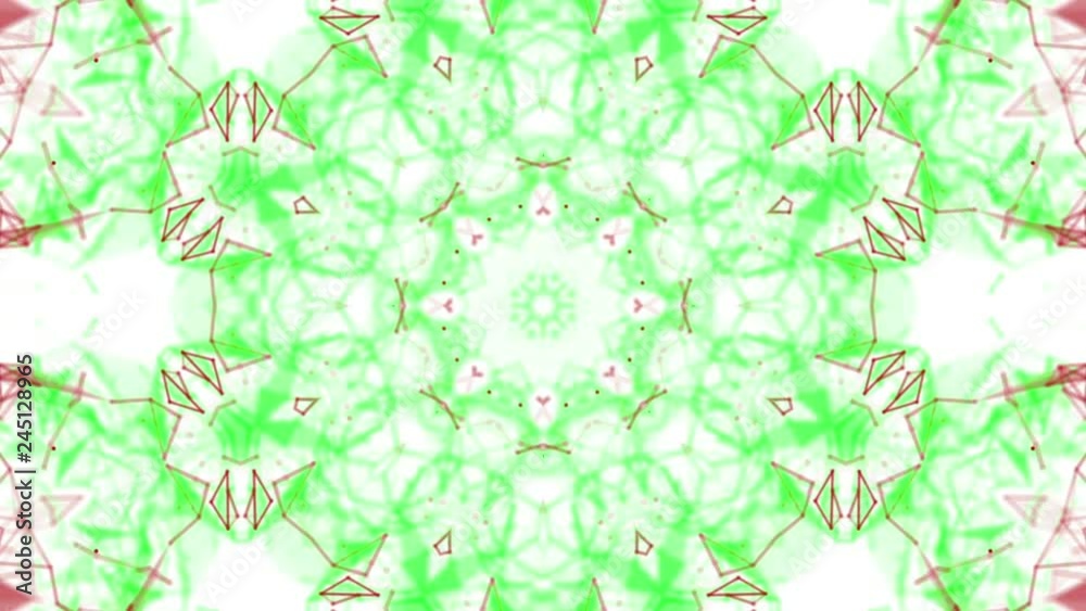 Red-green animated abstract background. kaleidoscope patterns. 3d render Red-green animated abstract background. kaleidoscope patterns. 3d render