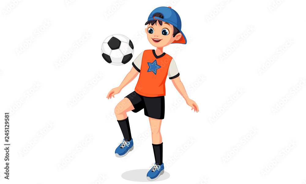 Illustration of young soccer player boy