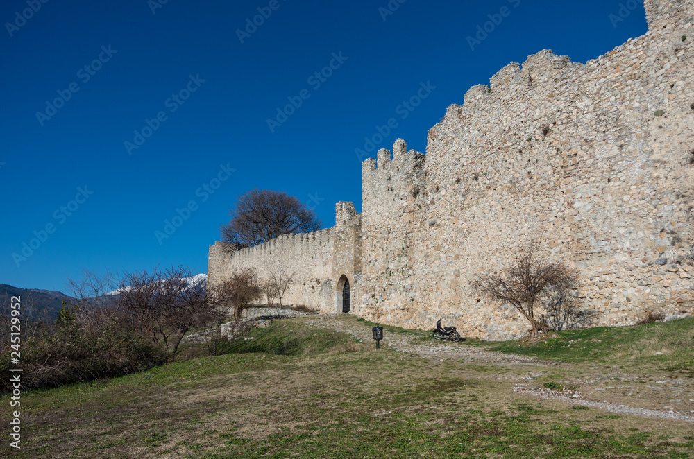Entrance gate to famous castle of Platamonas. It is a Crusader castle in northern Greece and is located southeast of Mount Olympus. Pieria - Greece