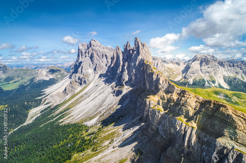 Photography Elevated view, from the top of Seceda mountain, of the Odle Mountains, Puez Odle
