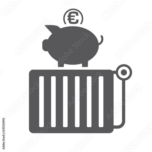 Heizkosten sparen - Heizkörper mit Sparschwein icon