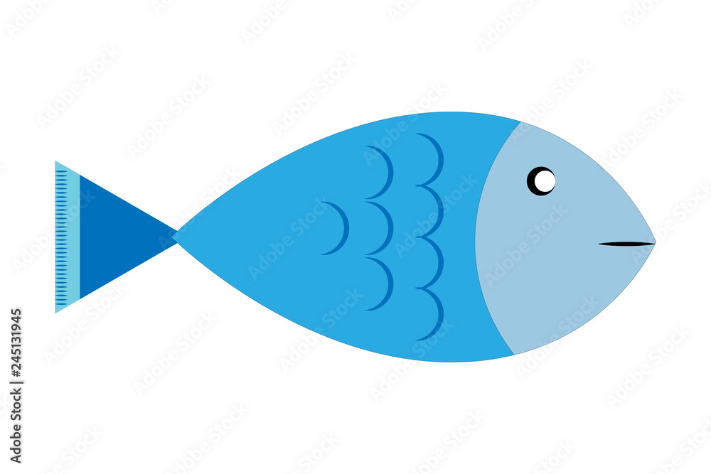 Obraz premium Pescado de color azul sobre fondo blanco.