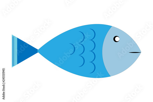 Pescado de color azul sobre fondo blanco.