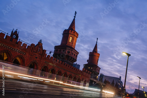 Oberbaum Bridge, Berlin, Germany at night