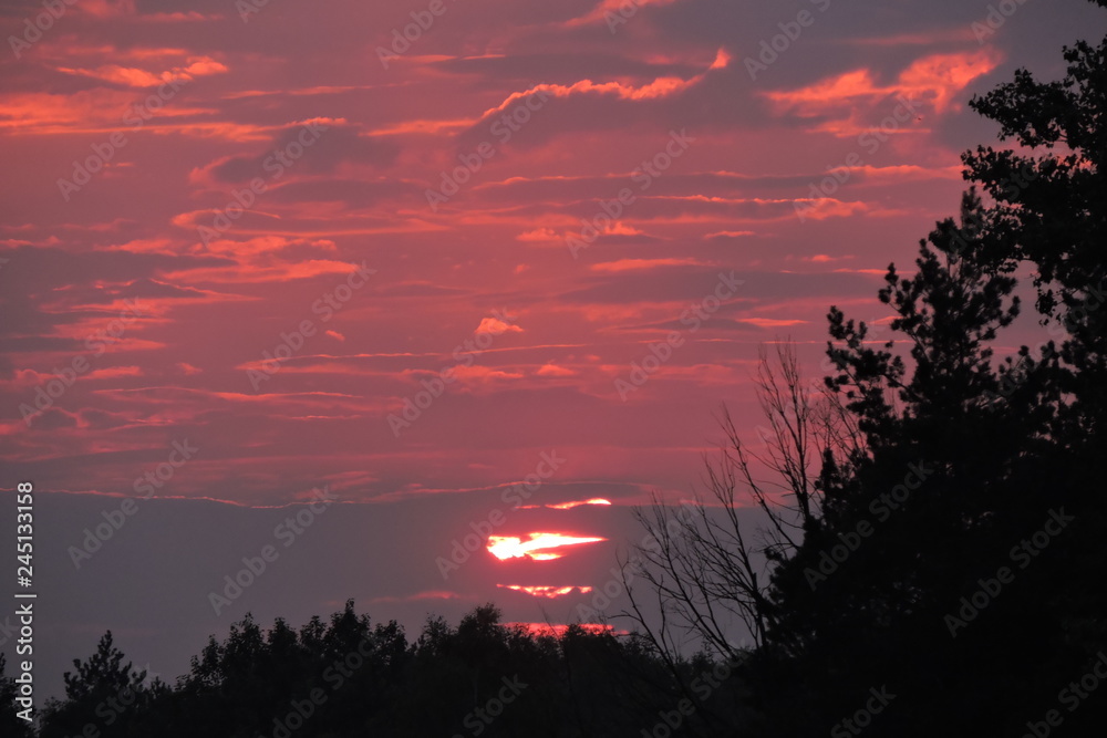 Fototapeta premium The sunset, red and orange sky