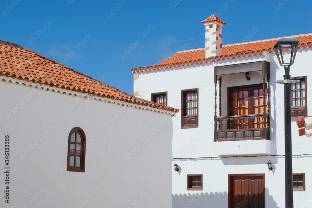 Beautiful colorful typical spanish  colonial architecture, Tenerife, Canary Islands