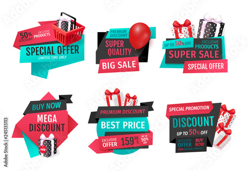 Mega Discount, Exclusive Product Sale Banners Set