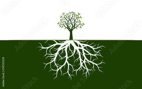 Spring Tree with Leaves. Vector Illustration.