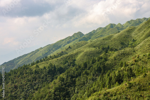 Grassy mountain tops landscape in guangxi China