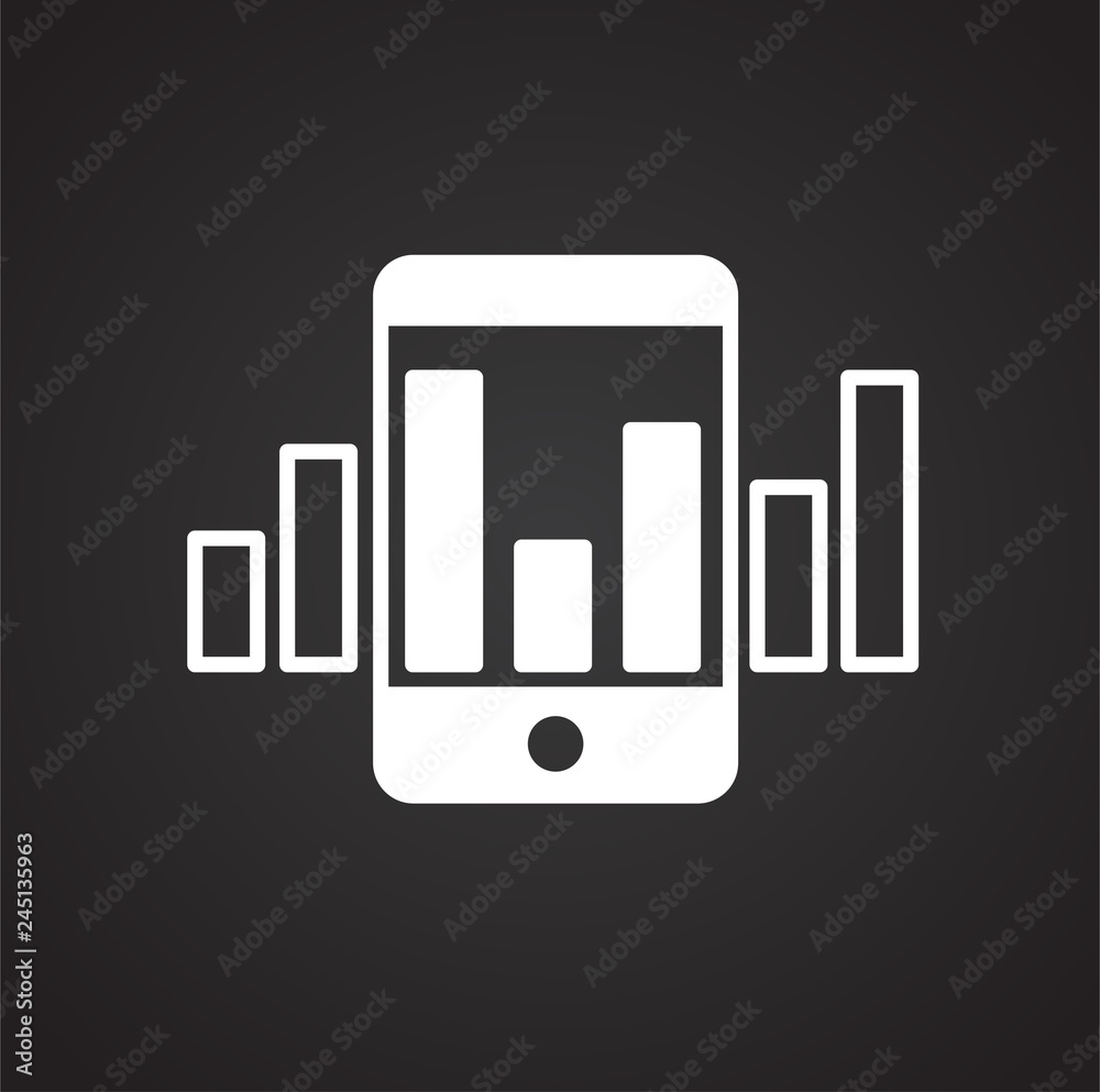 Data analysys icon on black background for graphic and web design ...
