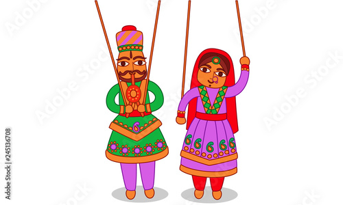 Rajasthan puppet Indian art vector illustration