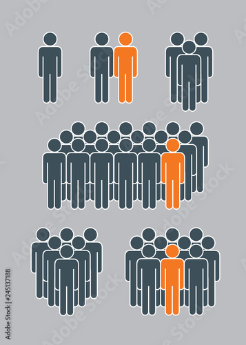 Set of Icon in flat style isolated on grey background. Vector People.