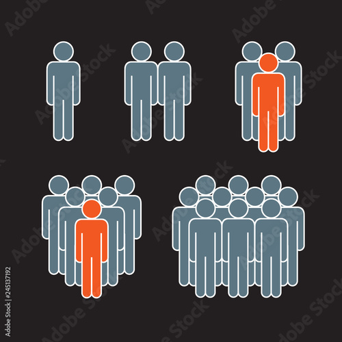 Set of Icon in flat style isolated on black background. Vector People.