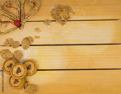 Cookies on wooden background. photo