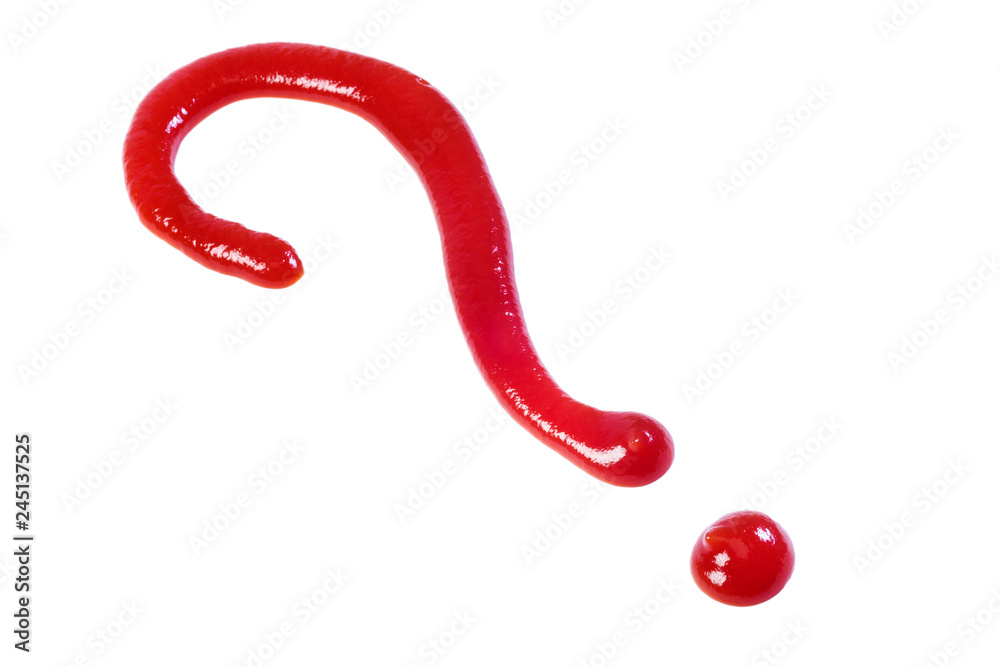 Question mark sign made of sauce isolated on the white Question mark sign made of sauce isolated on the white