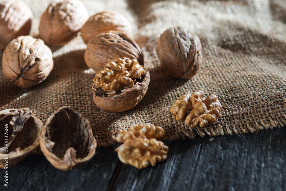 useful walnuts closeup of purified nuclei and whole useful walnuts closeup of purified nuclei and whole