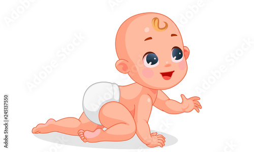Vector illustration of cute baby crawling 1