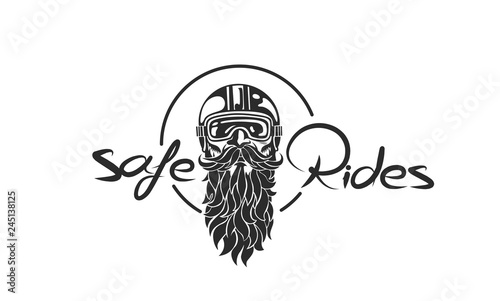 Sketch of hipster rider wearing a helmet for safe ride, vector illustration.