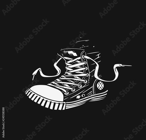 Hipster sneakers in hand drawn graphic