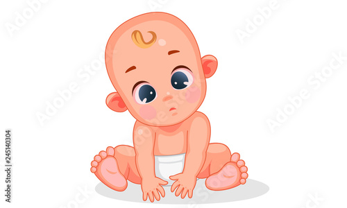 Vector illustration of cute baby with different expressions 1