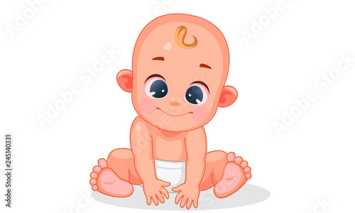 Vector illustration of cute baby with different expressions 2