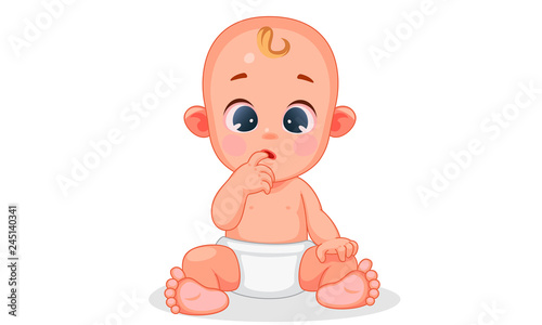 Vector illustration of cute baby with different expressions 3
