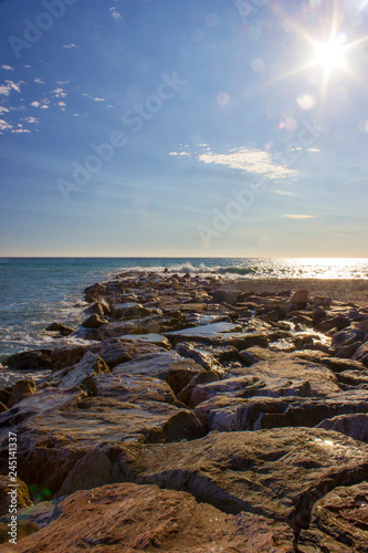 Stone beach in Almunecar, Andalusia, Spain