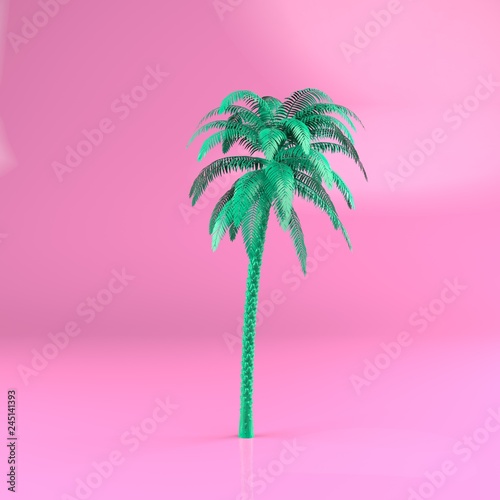 Palms tree  tropical plant dream beach symbol design element great vacation tour concept. 3d render - Illustration