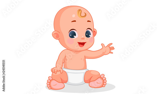 Vector illustration of cute baby with different expressions 7