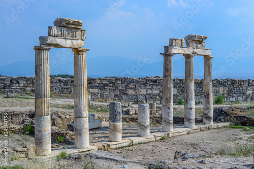 Pamukkale and Apollon temple in Denizli Turkey touristic destination