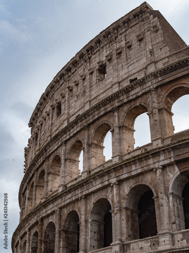 Colosseum Amphitheatre Rome Italy. The Colosseum is the largest amphitheatre built during the Roman Empire.