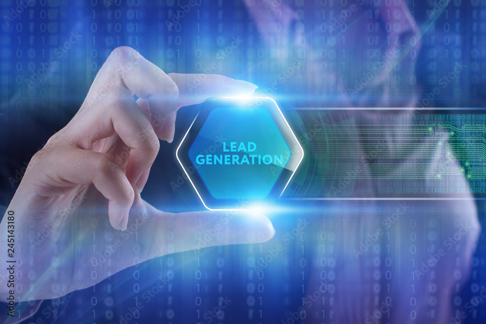 The concept of business, technology, the Internet and the network. A young entrepreneur working on a virtual screen of the future and sees the inscription: Lead generation The concept of business, technology, the Internet and the network. A young entrepreneur working on a virtual screen of the future and sees the inscription: Lead generation