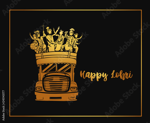 Happy Lohri India holiday festival of punjabi bhangra dance