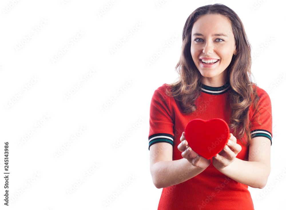 Beautiful woman holding heart Beautiful woman holding heart