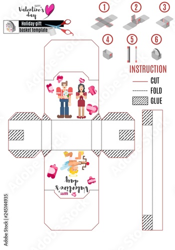 box template for valentines day with lovers