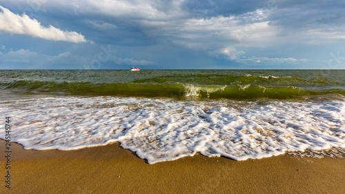 sea shore in stormy day