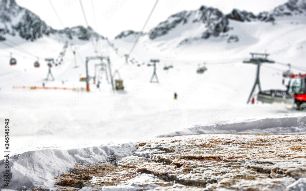 Fototapeta premium Winter landscape of mountains and free space for your decoration 