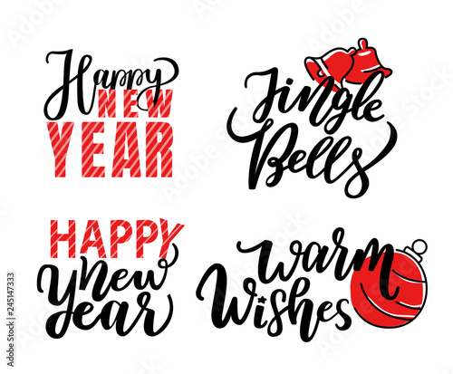 Merry Christmas Print, Lettering Vector Isolated
