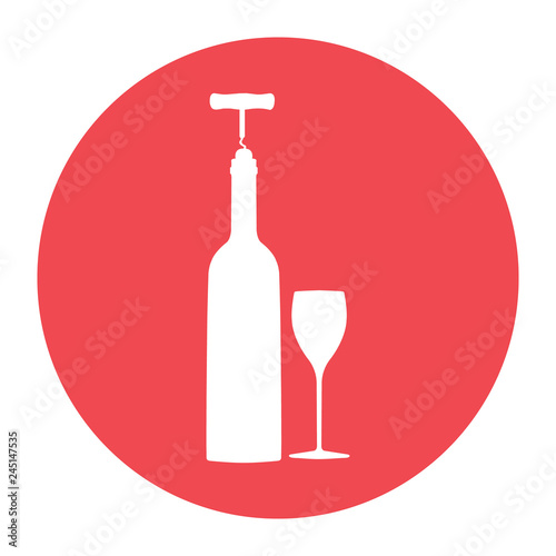 vector icons related to wine including wine bottle, wine glass, corkscrew.