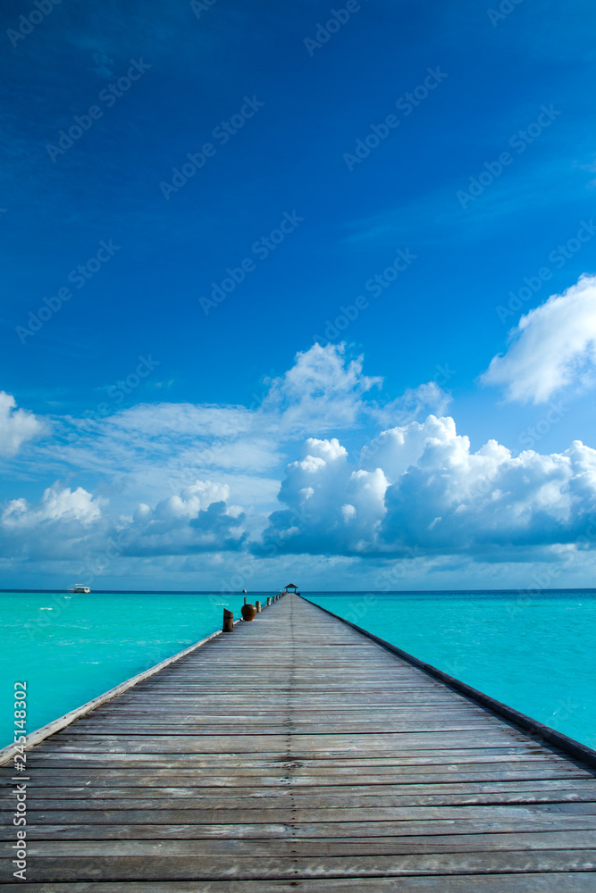 tropical Maldives island with white sandy beach and sea