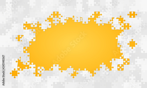 The Orange Background Puzzle. Jigsaw of Banner.