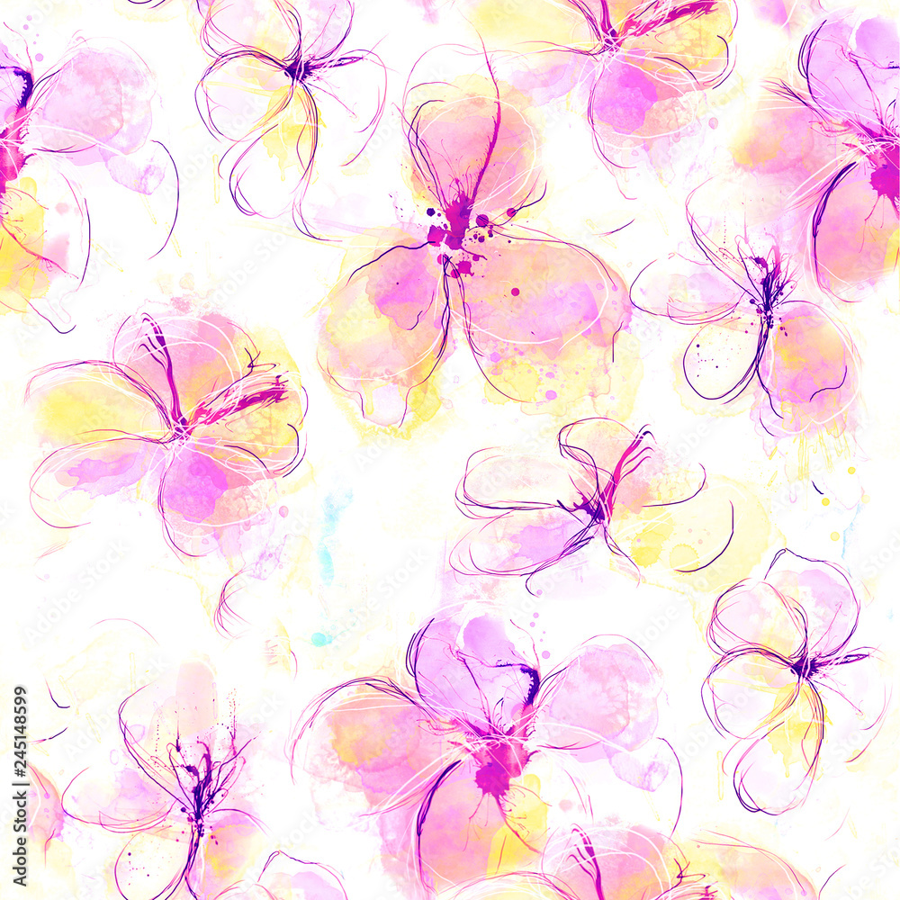 Watercolor floral pattern,seamless.