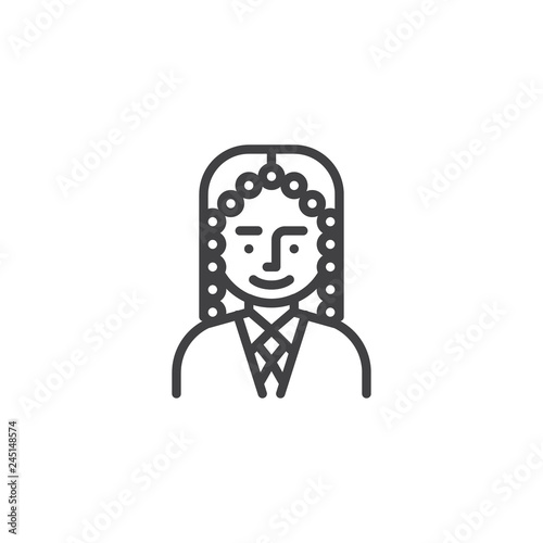 Man judge avatar character line icon. linear style sign for mobile concept and web design. Judge man person outline vector icon. Symbol, logo illustration. Pixel perfect vector graphics