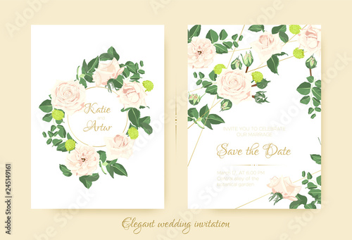 Elegant Wedding Invitation with Flowers.